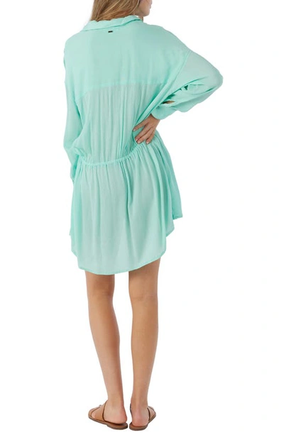 Shop O'neill Cami Long Sleeve Cover-up Shirtdress In Ocean Wave