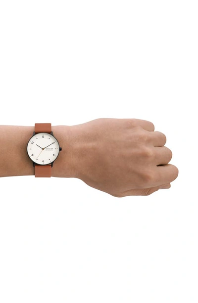 Shop Skagen Riis 3-hand Quartz Leather Or Mesh Strap Watch, 40mm In Brown