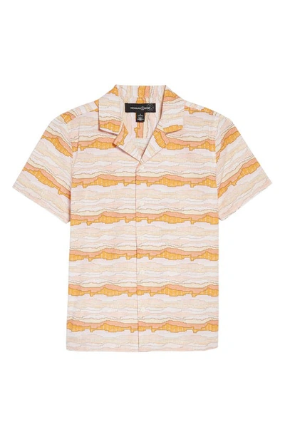 Shop Treasure & Bond Kids' Button-up Camp Shirt In Ivory Egret Camp Geo Stripe