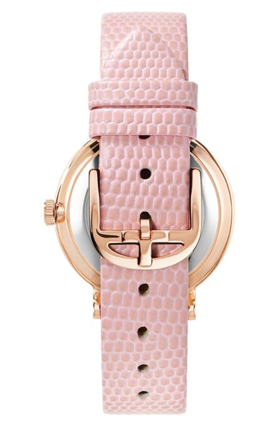 Shop Ted Baker Phylipa Bow Leather Strap Watch, 37mm In Rose Goldone