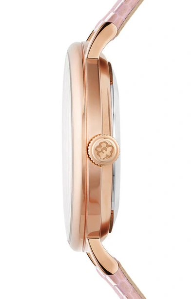 Shop Ted Baker Phylipa Bow Leather Strap Watch, 37mm In Rose Goldone