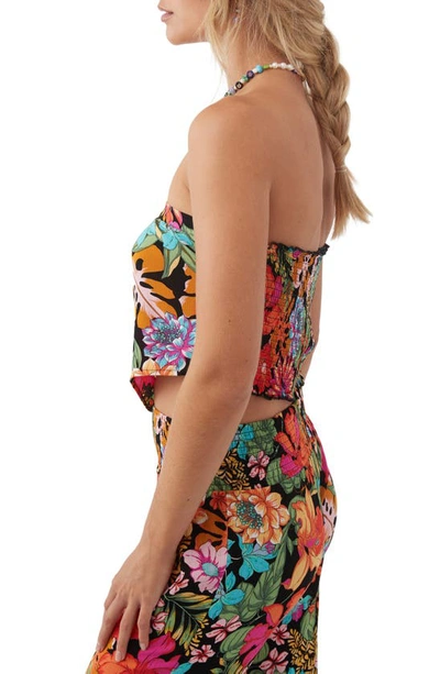 Shop O'neill Jayson Strapless Floral Top In Red Multi Colored