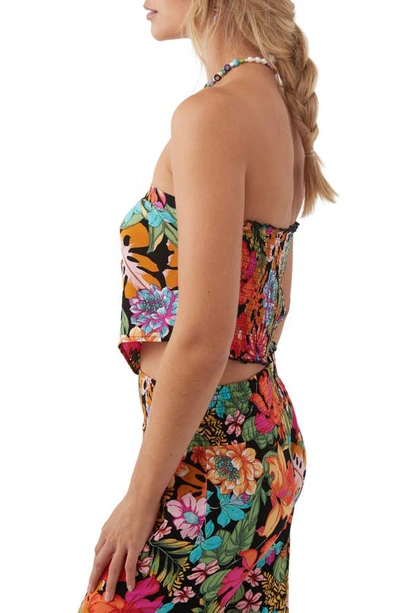 O'neill Jayson Strapless Floral Top In Red Multi Colored