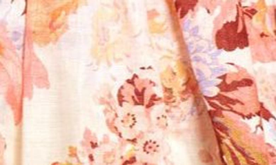 Shop Zimmermann Devi Floral Print Long Sleeve Linen Minidress In Cream Floral