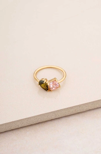 Shop Ettika Small Teardrop Cubic Zirconia Ring In Pink