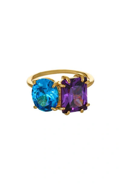 Shop Ettika Cubic Zirconia Statement Ring In Purple