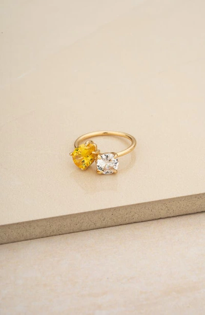 Shop Ettika Cubic Zirconia Statement Ring In Yellow