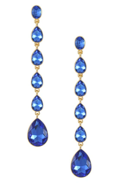 Shop Ettika Teardrop Crystal Linear Earrings In Sapphire
