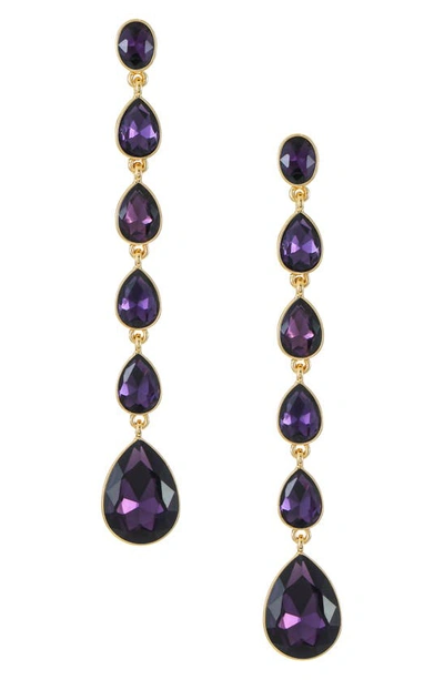 Shop Ettika Teardrop Crystal Linear Earrings In Amethyst