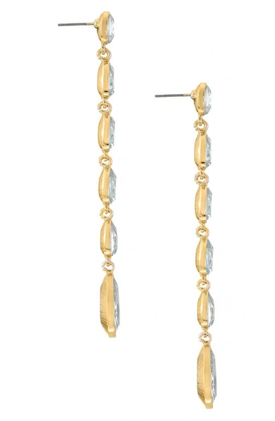 Shop Ettika Teardrop Crystal Linear Earrings In Gold