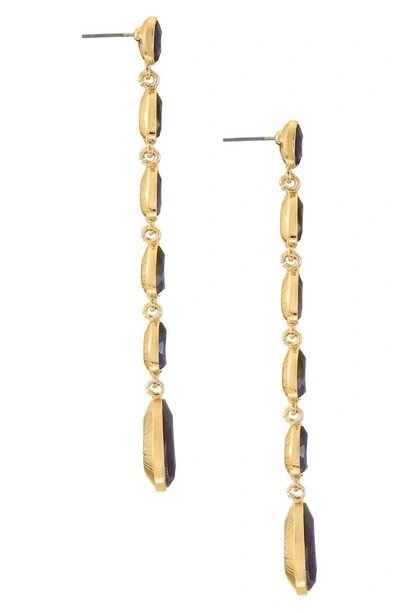 Shop Ettika Teardrop Crystal Linear Earrings In Amethyst