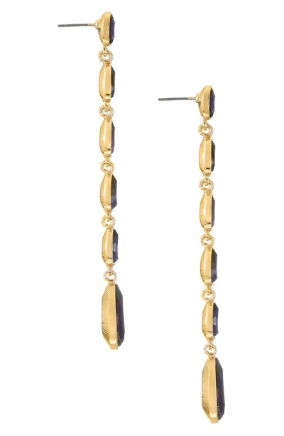 Ettika Teardrop Crystal Linear Earrings In Amethyst