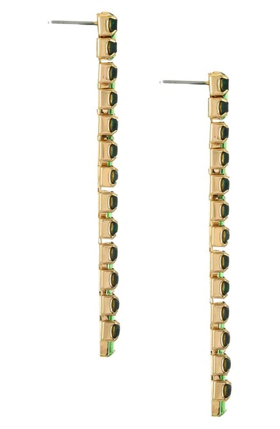 Ettika Crystal Linear Drop Earrings In Green
