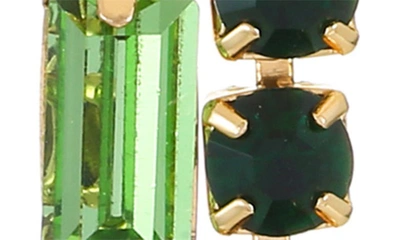 Ettika Crystal Linear Drop Earrings In Green