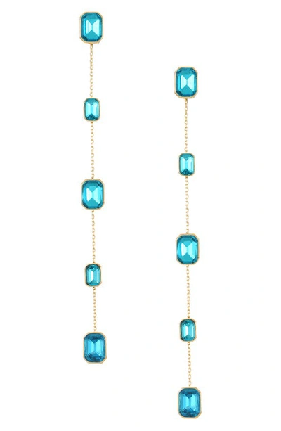 Shop Ettika Baguette Crystal Linear Drop Earrings In Aqua
