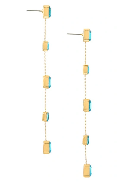 Ettika Baguette Crystal Linear Drop Earrings In Aqua
