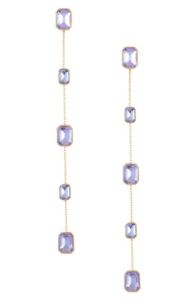 Shop Ettika Baguette Crystal Linear Drop Earrings In Light Amethyst