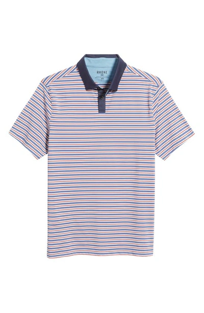 Shop Rhone Stripe Performance Golf Polo In Dsrt Red / Ocn Blue / White