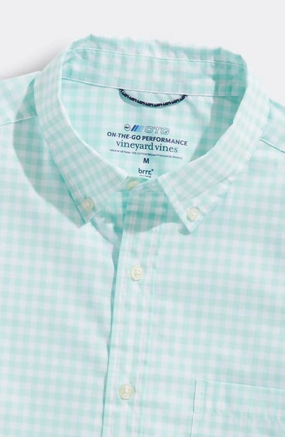 Shop Vineyard Vines Classic Fit On-the-go Brrrº Gingham Button-down Shirt In Crystal Blue