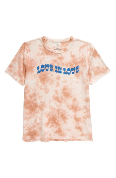 Shop Treasure & Bond Kids' Relaxed Fit Graphic Tee In Coral Muted Love Is Love