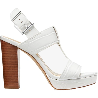 Shop Michael Michael Kors Becker Womens Faux Leather Croco Print Heels In White