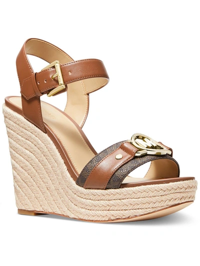 Shop Michael Michael Kors Rory Womens Faux Leather Slingback Wedge Sandals In Multi