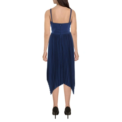 Shop Aidan Mattox Womens Pleated Midi Cocktail And Party Dress In Blue