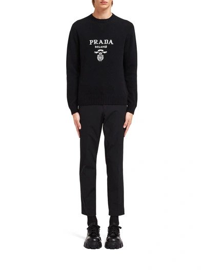 Shop Prada Wool And Cashmere Crew-neck Sweater In Black