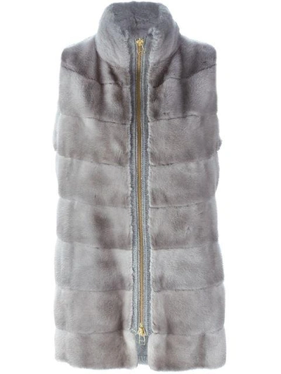 Shop Liska Cashmere Zipped Vest In Grey