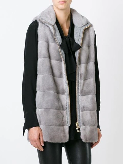 Shop Liska Cashmere Zipped Vest In Grey