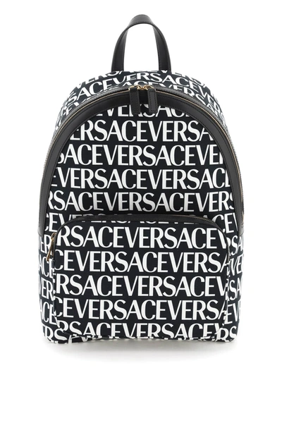 Shop Versace All Over Logo Backpack