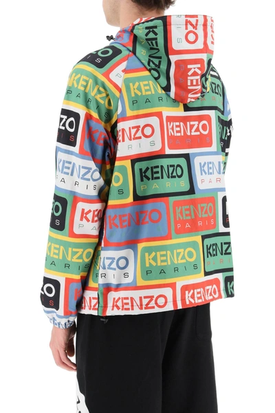 Shop Kenzo Anorak Featuring All Over Multicolor ' Labels' Pattern