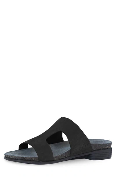 Shop Munro Jody Slide Sandal In Black Nubuck