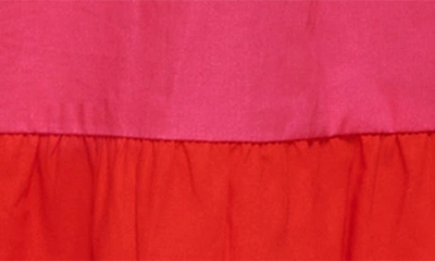 Shop Kensie Ruffle Sleeve Colorblock Cotton Maxi Dress In Pink Multi