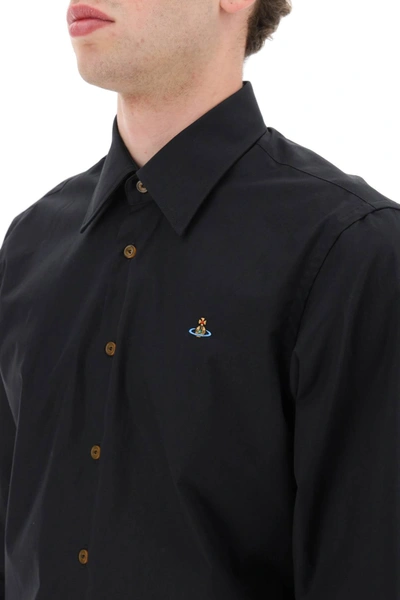 Shop Vivienne Westwood Poplin Shirt With Orb Embroidery