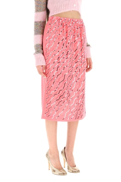 Shop Marni Sequined Satin Midi Skirt
