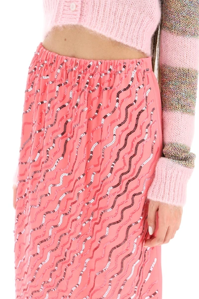 Shop Marni Sequined Satin Midi Skirt