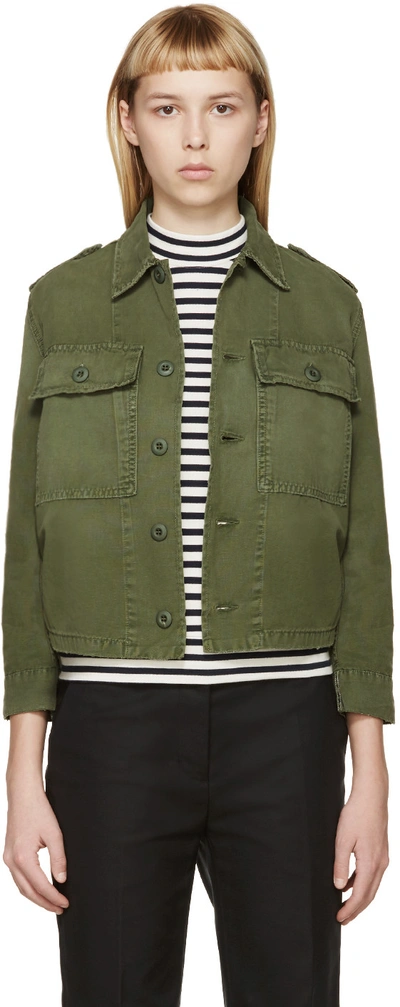 Amo Green Army Shirt Jacket In Washed Army