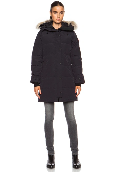 Shop Canada Goose Shelburne Parka With Coyote Fur In Navy