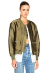 3.1 Phillip Lim Satin And Striped Poplin Bomber Jacket In Everglade