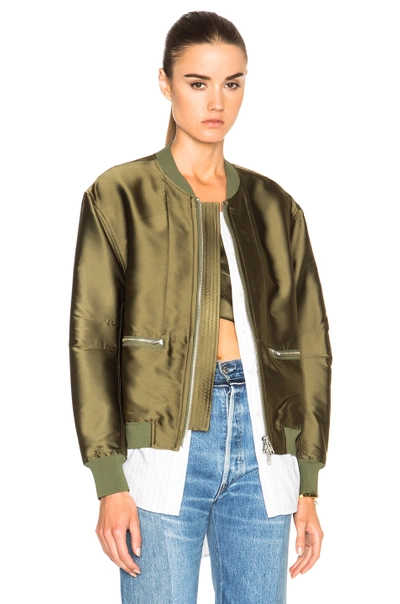 Shop 3.1 Phillip Lim / フィリップ リム Trompe L'oeil Underplay Bomber Jacket In Everglade