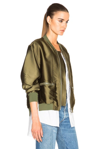 Shop 3.1 Phillip Lim / フィリップ リム Trompe L'oeil Underplay Bomber Jacket In Everglade