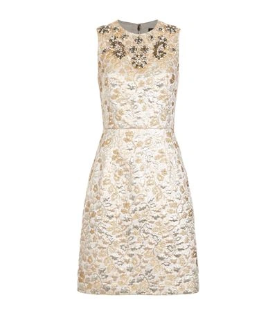 Dolce & Gabbana Crystal-embellished Embroidered Faille Dress In Gold