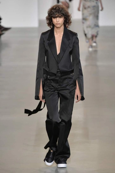 Shop Calvin Klein Collection Gilson Satin Jacket In Black