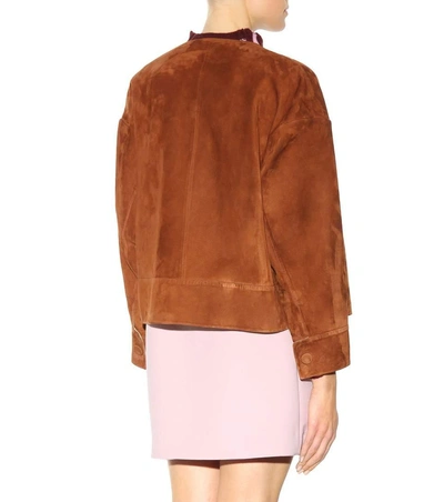 Shop Marni Suede Jacket In Purple