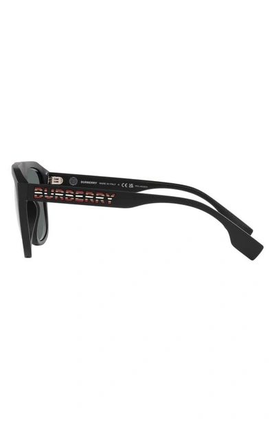 Shop Burberry Wren 57mm Polarized Square Sunglasses In Matte Black