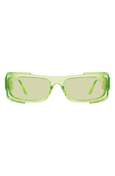 Shop Versace 67mm Rectangular Sunglasses In Transparent Green