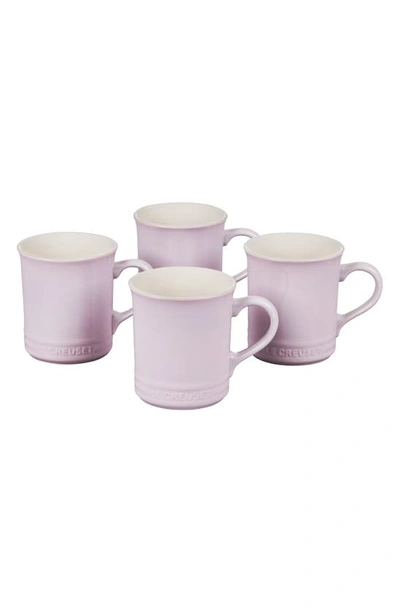 Shop Le Creuset Set Of Four 14-ounce Stoneware Mugs In Shallot