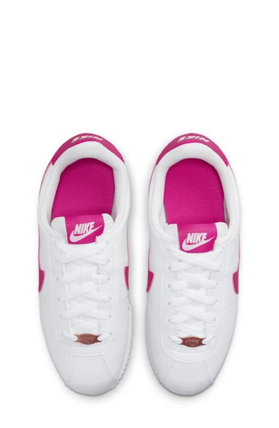 Shop Nike Kids' Cortez Basic Sl Sneaker In White/ Pink Prime