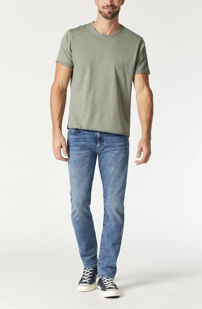 Shop Mavi Jeans Raw Edge Cotton T-shirt In Agave Green